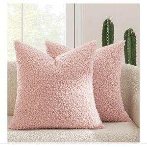 NEW Set of 2 Sherpa Faux Fur Throw Pillow Covers 18” Teddy